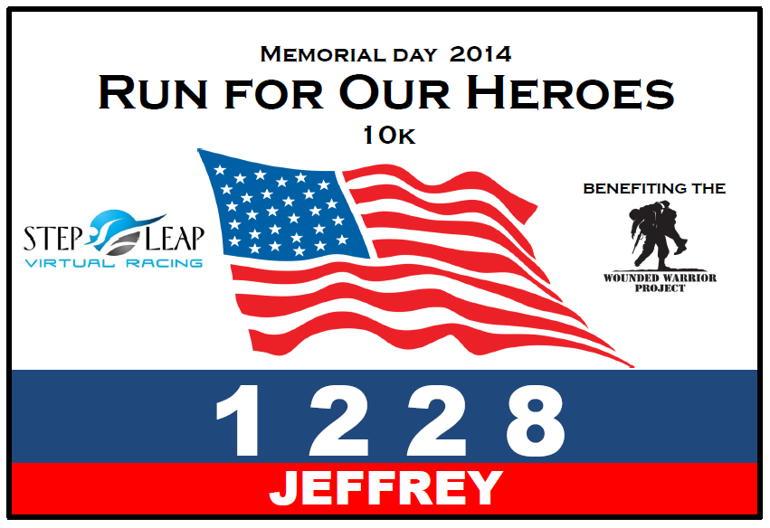 Run For Our Heroes, 10k race bib